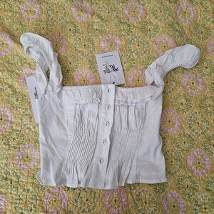 Princess Polly Iseadoria Frill Women's Cropped Button Up Tank Top Size 0